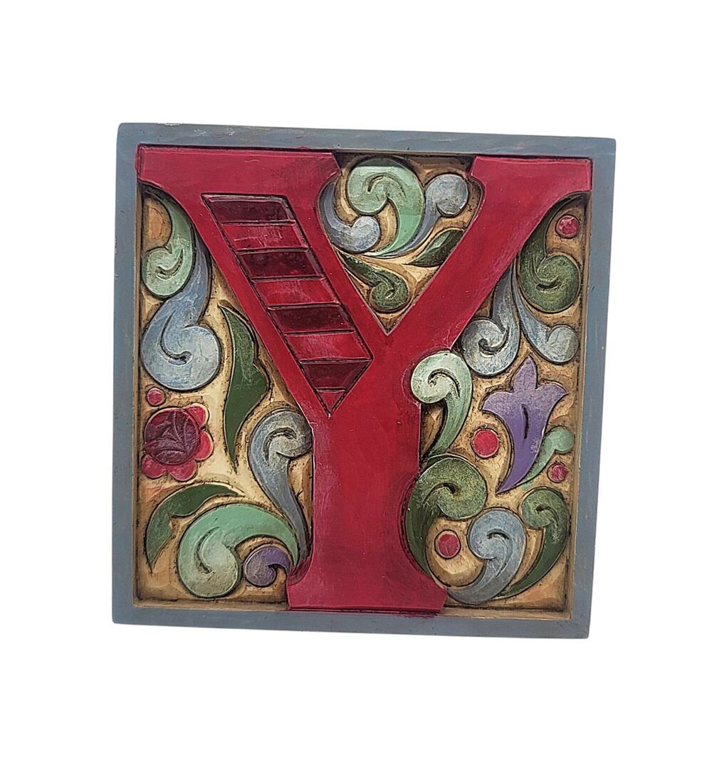 Jim Shore Letter Block "Y" Heartwood Creek Monogram Hanging Wall Decor *Retired*